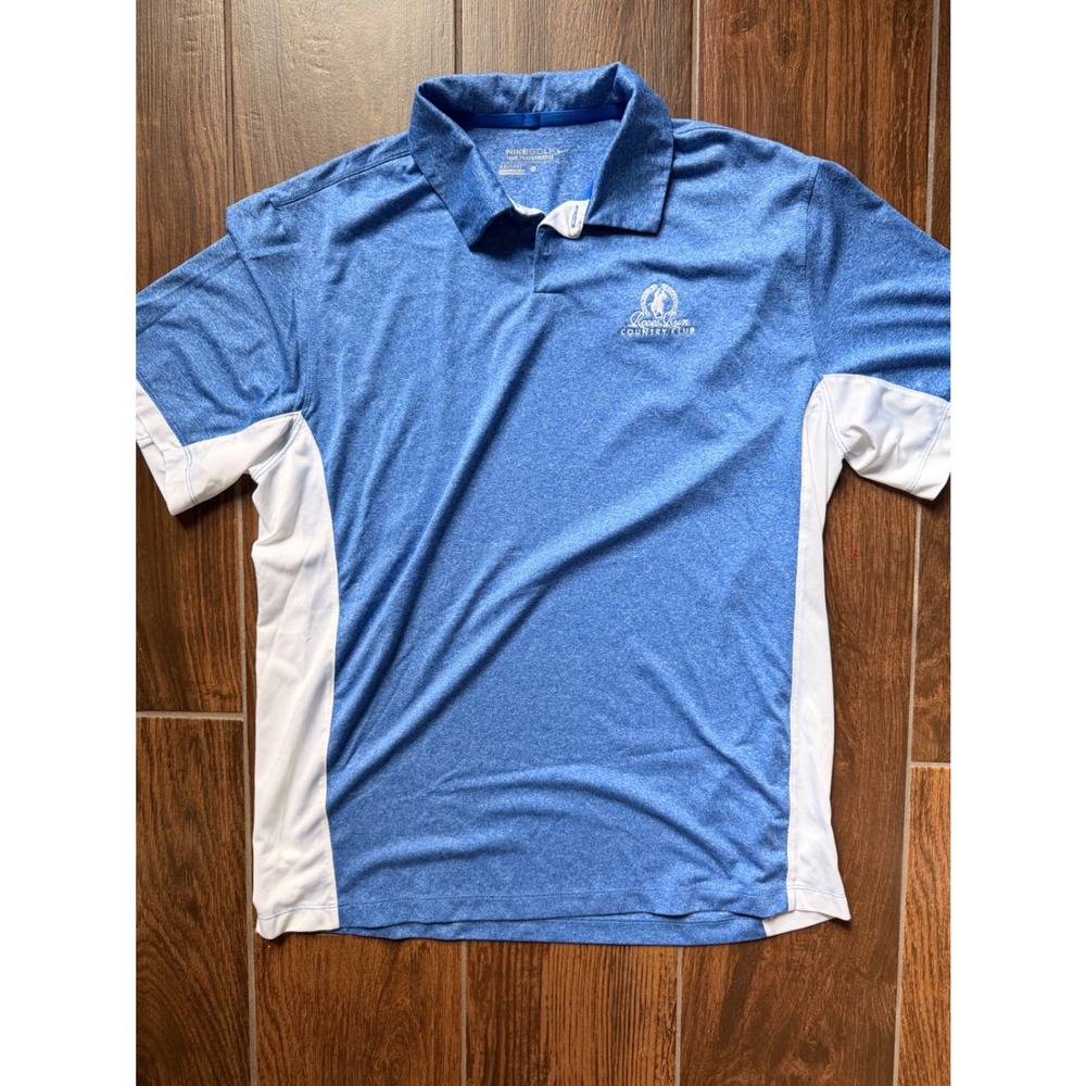 Nike Golf Tour Performance Dri-Fit Polo Shirt Mens Large Blue Roses Run CC